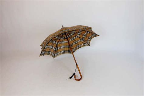 burberry tan nova check walking cane umbrella wood handle|Vintage Burberry Tan Nova Check Umbrella with Wood Handle.